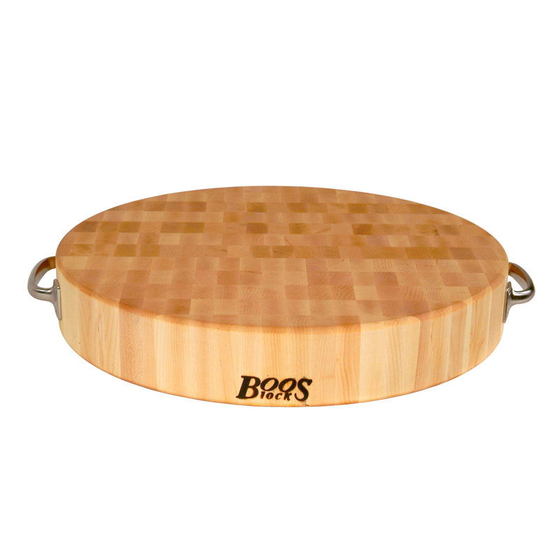 Gift 18" End Grain Maple Round Chopping Block with Handles