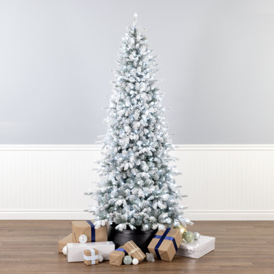 Snowy Comet Slim Blue Tree with LED Lights