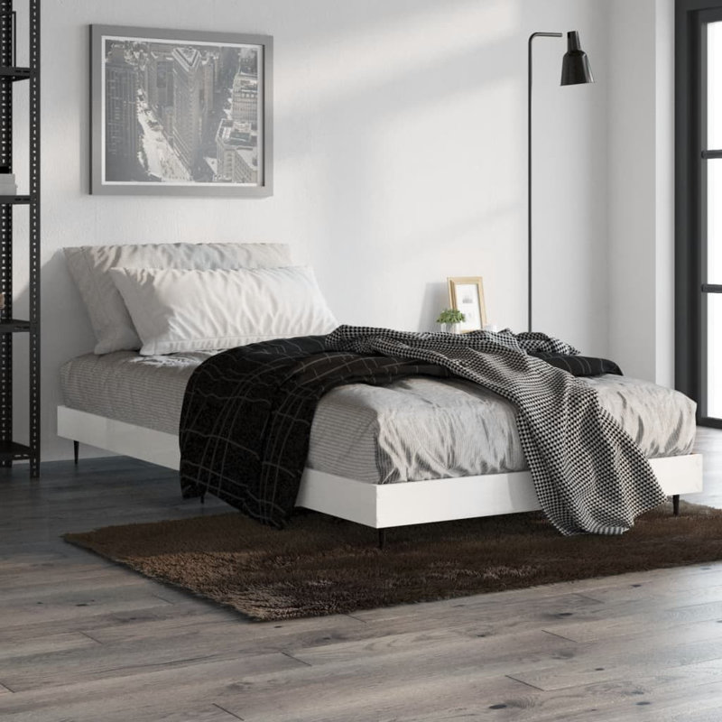 Loginov Bed Frame, High Gloss White, 90 x 200cm