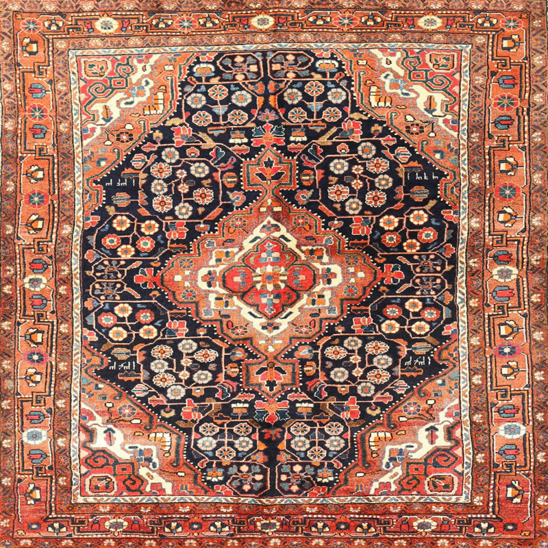 Tapis brun à motif oriental, Rond 4 pi