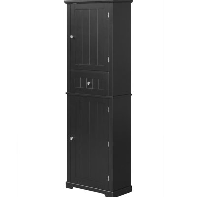 Armoire noire pour salle de bain avec tablette réglable et tiroir supérieur latéral avant haut en bas Secret