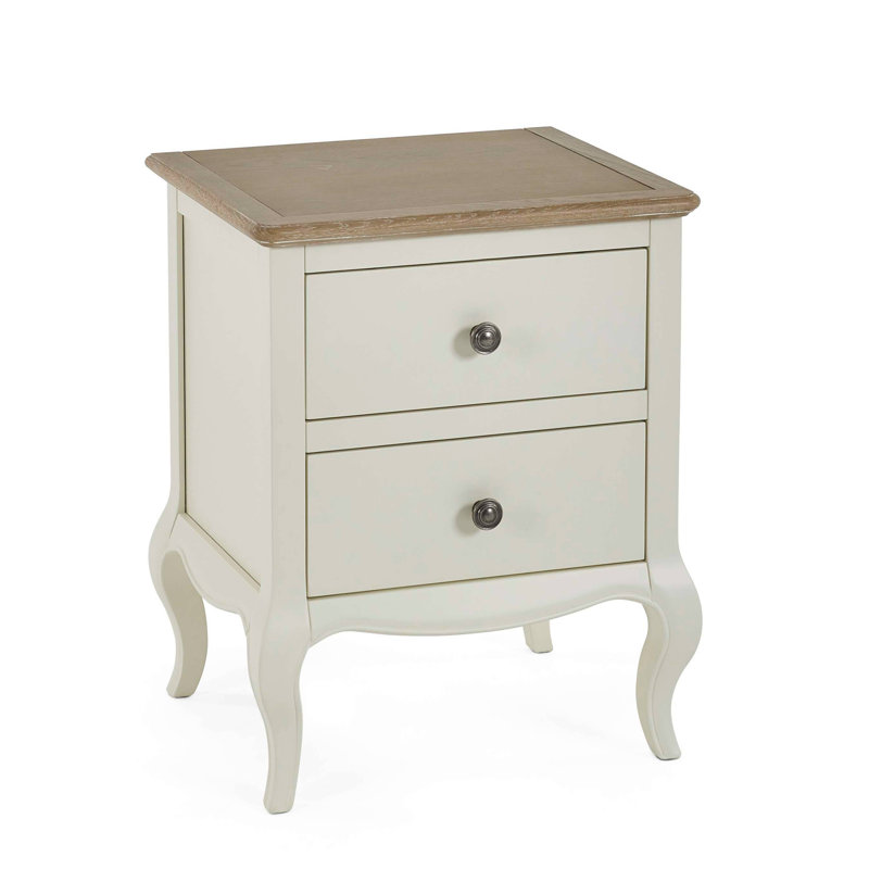 Harrison 48 cm W Bedside Table, Ivory/Limed Oak