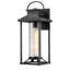 Lanterne murale d'extérieur noire 17,1 po, applique d'extérieur de style campagne moderne avec verre côtelé transparent et base d'ampoule E26