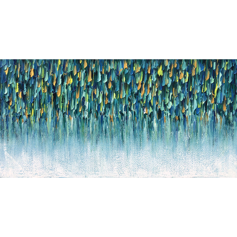 Art mural abstrait bleu sarcelle peint à la main, grande œuvre d'art sur toile texturée pour le salon