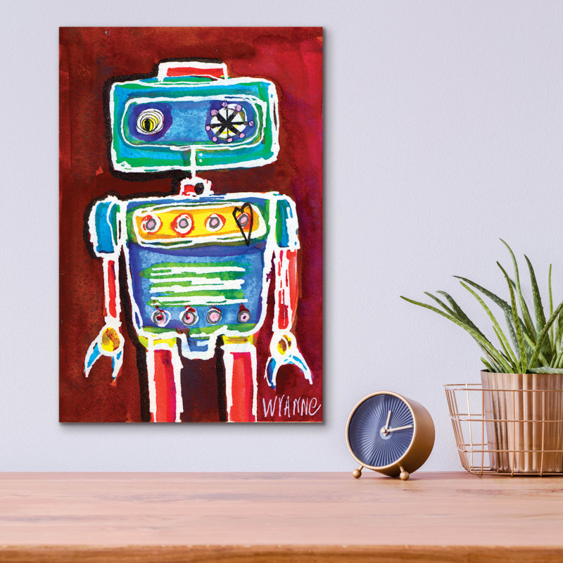 «Robot Boy» par Wyanne, art mural en verre acrylique, H 16 po x l 12 po x P 0,13 po