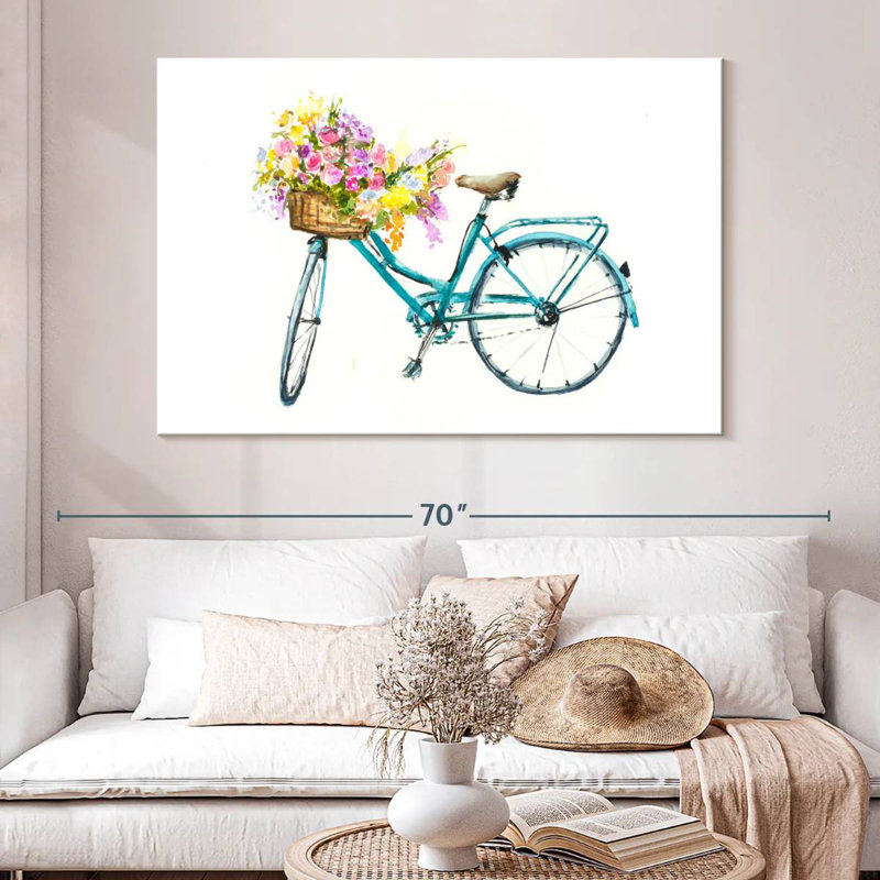 Vélo Mehar avec panier de fleurs, H 34 po x l 51 po