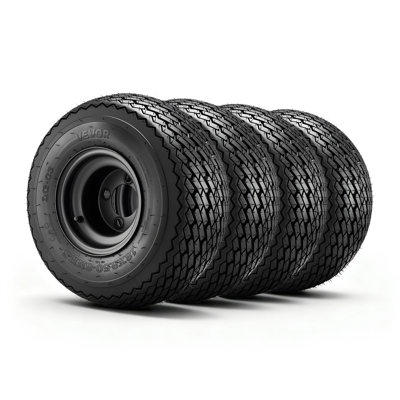 Golf Cart Wheels, 8" 18x8.50-8 Black Steel Golf Cart Tires and Wheels Combo Fit Club Car, EZGO, Yamaha, 4 Ply Rubber 4-Lug Lawn Mower Tires & Rims Assembly, 800 lbs Load, All-Terrain