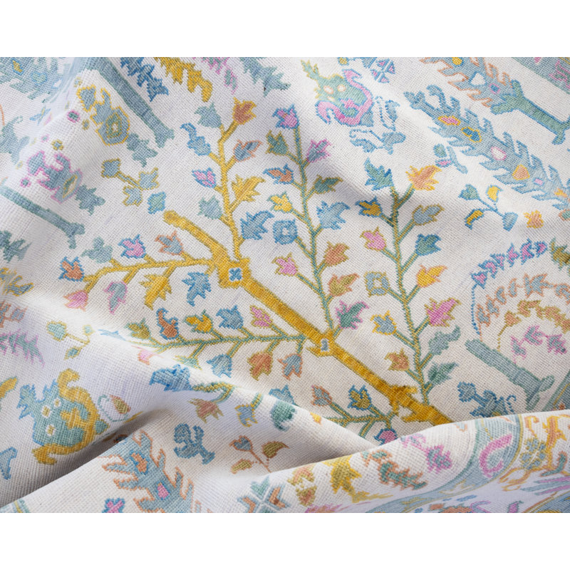 Flora Hand Knotted Wool Floral Area Rug, Rectangle 12' x 15'