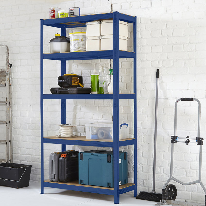 Alameddine 90cm W Steel Height -Adjustable Shelving Unit, Blue