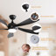 Ventilateur de plafond moderne à 5 pales de 52 po avec ensemble d'éclairage à intensité variable et télécommande TurboBreeze-122950095-122950096