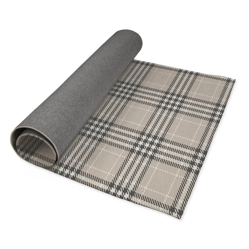 Christopher's Plaid Kids Play Mat, Rectangle 3' x 5', Taupe/Ivory