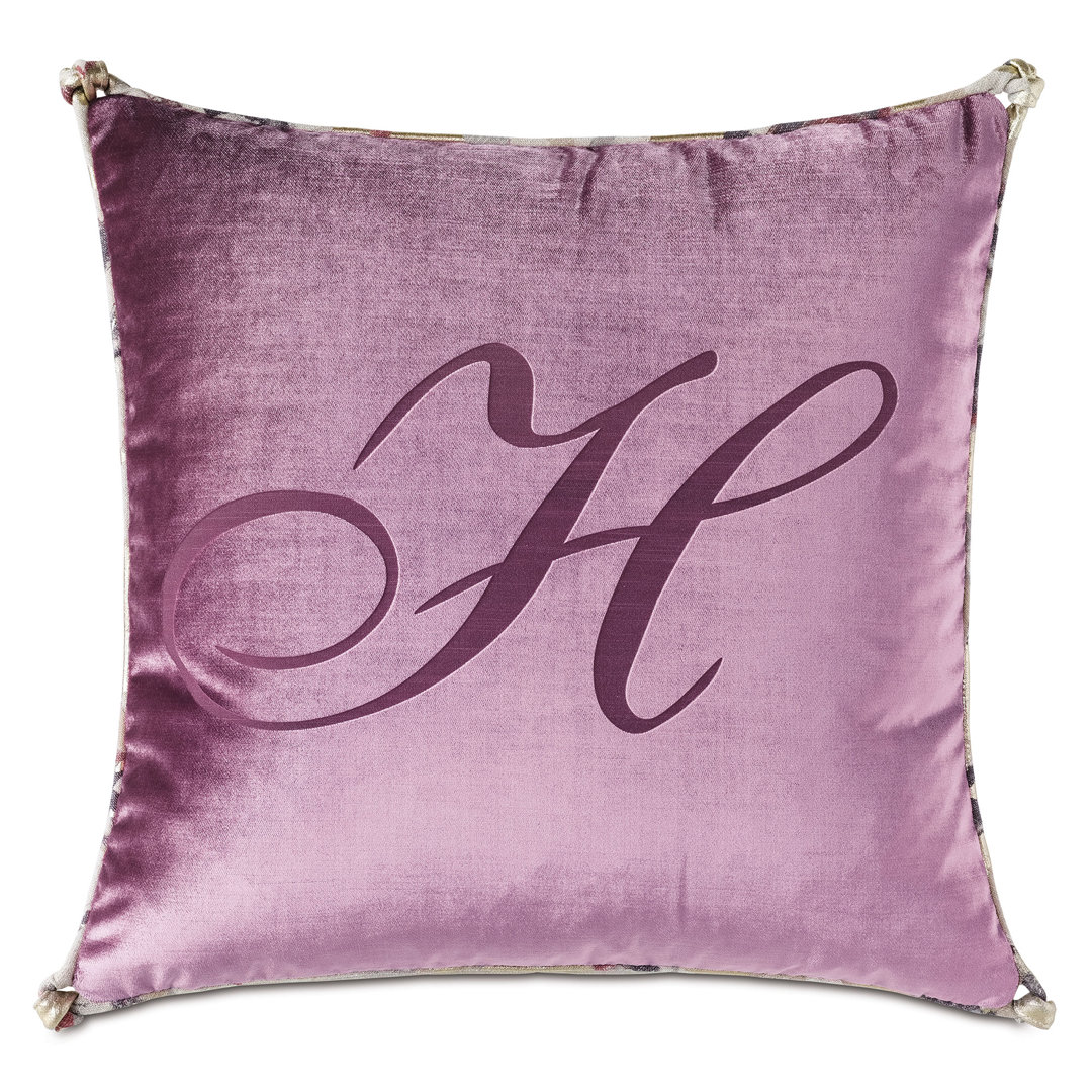 Valentina Engraved Monogram Square Pillow Cover & Insert Eastern Accents 
