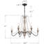 Lustre en cristal de style antique style champêtre classique en bois à 6 lumières Gwaltney