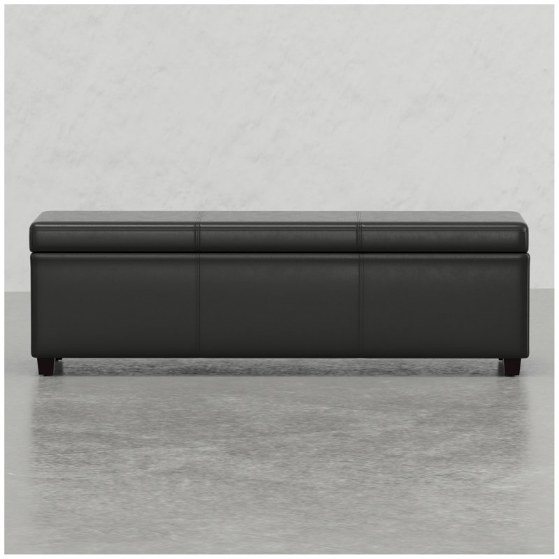 Très grand banc de rangement avec repose-pieds Lincoln, Noir, noir, noir, noir