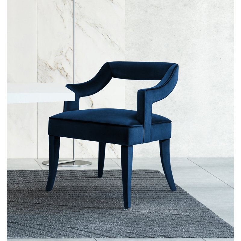 50cm H Velvet Upholstered Armchair, Navy