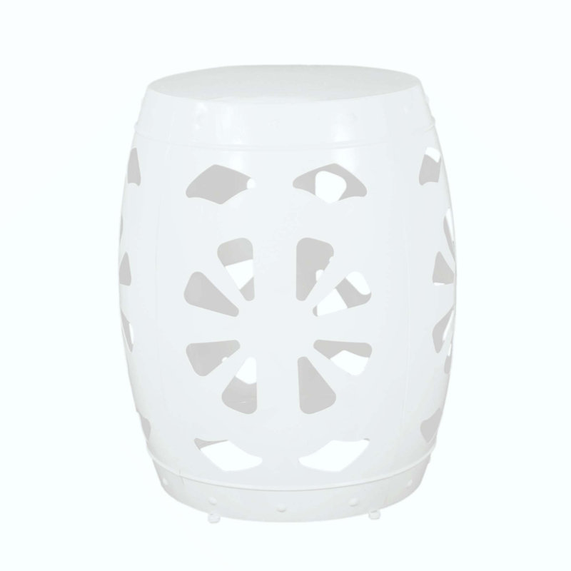 Modern Metal End Table With Iron Cut Design And Durable Powder-Coated Frame, For Stylish And Functional Living Spaces, White