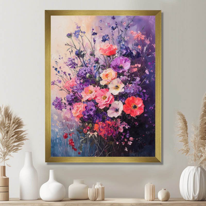 Sarita - art mural floral, H 20 po x l 12 po, Reproduction encadrée d'une seule photo, Doré