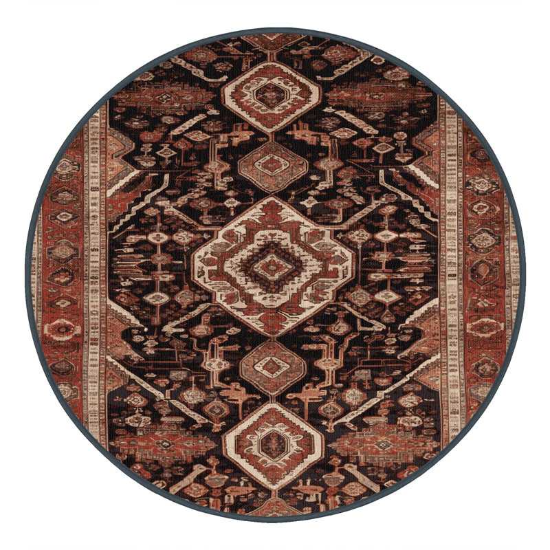 Tapis brun lavable à la machine, Rond 4 pi