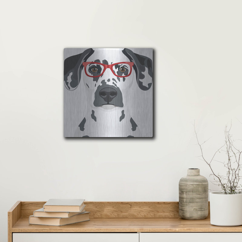 «Dalmatian Porter des lunettes Hipster» par les affiliés Furbaby, H 12 po x l 12 po