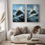 Art mural encadré sur toile - "Ocean Wave Rock", impressions murales abstraites pour chambre à coucher - 24 po x 36 po x 2 pièces-1686731305-1686731284