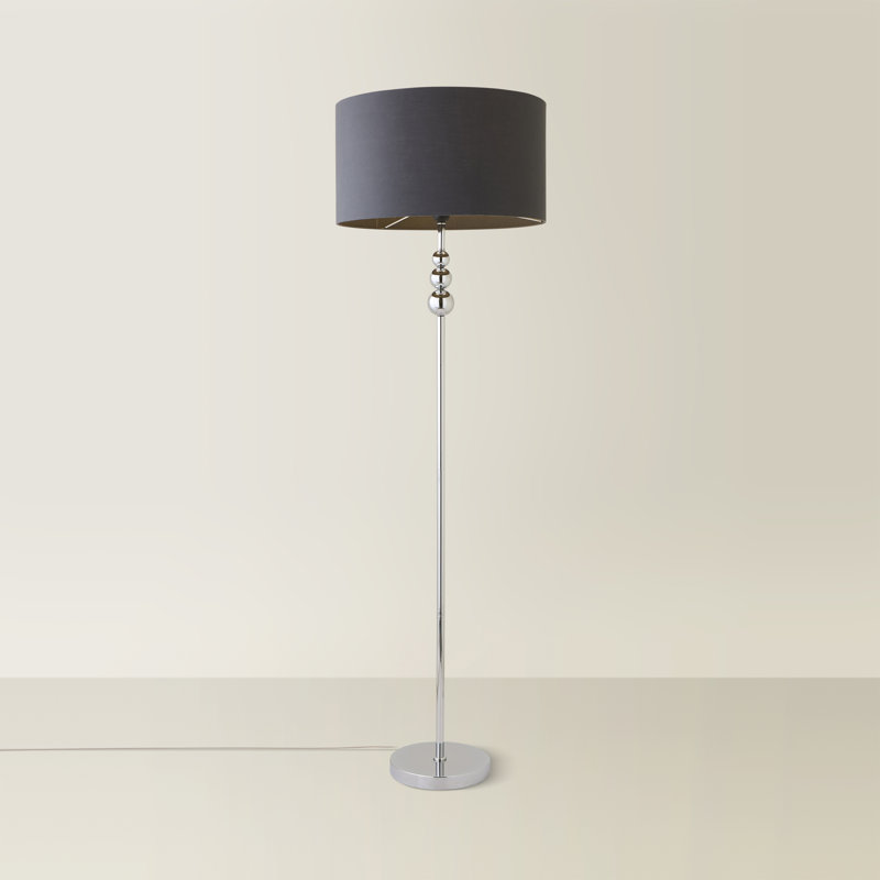 Randalia 145cm Traditional Floor Lamp, Charcoal, Chrome 