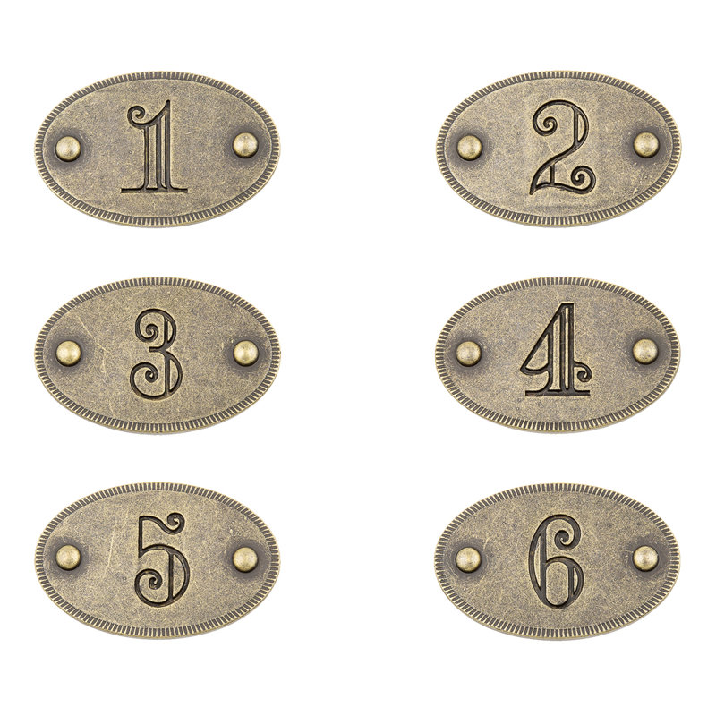 Drawer Number Plates, Antique Brass