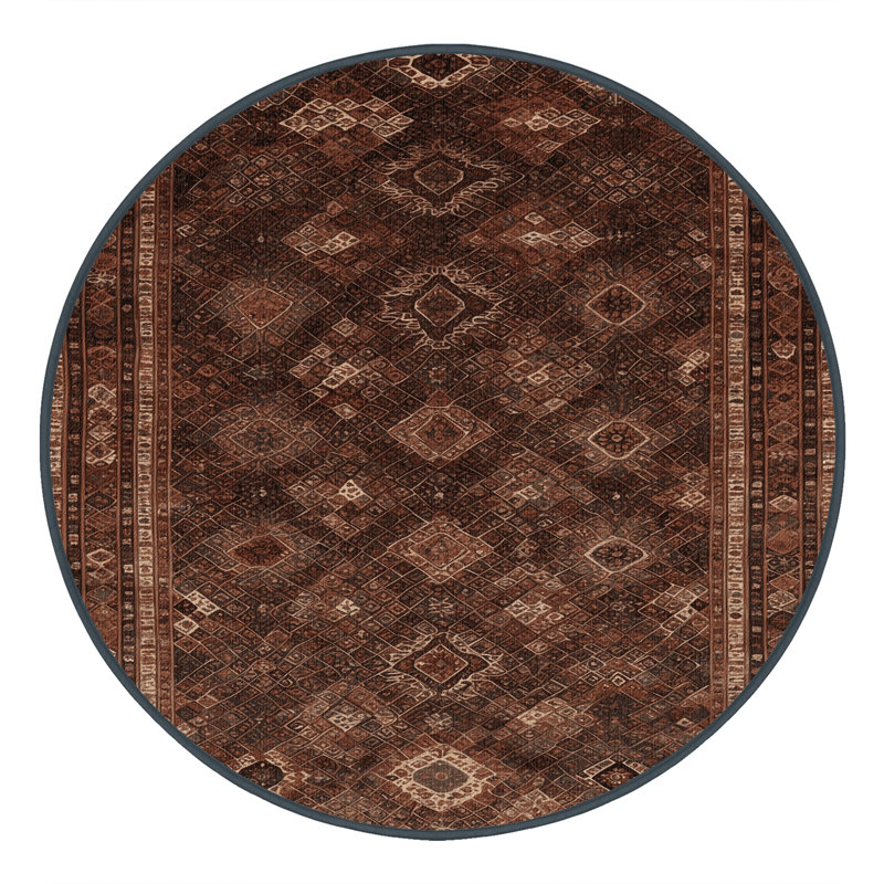 Tapis brun lavable à la machine, Rond 7 pi