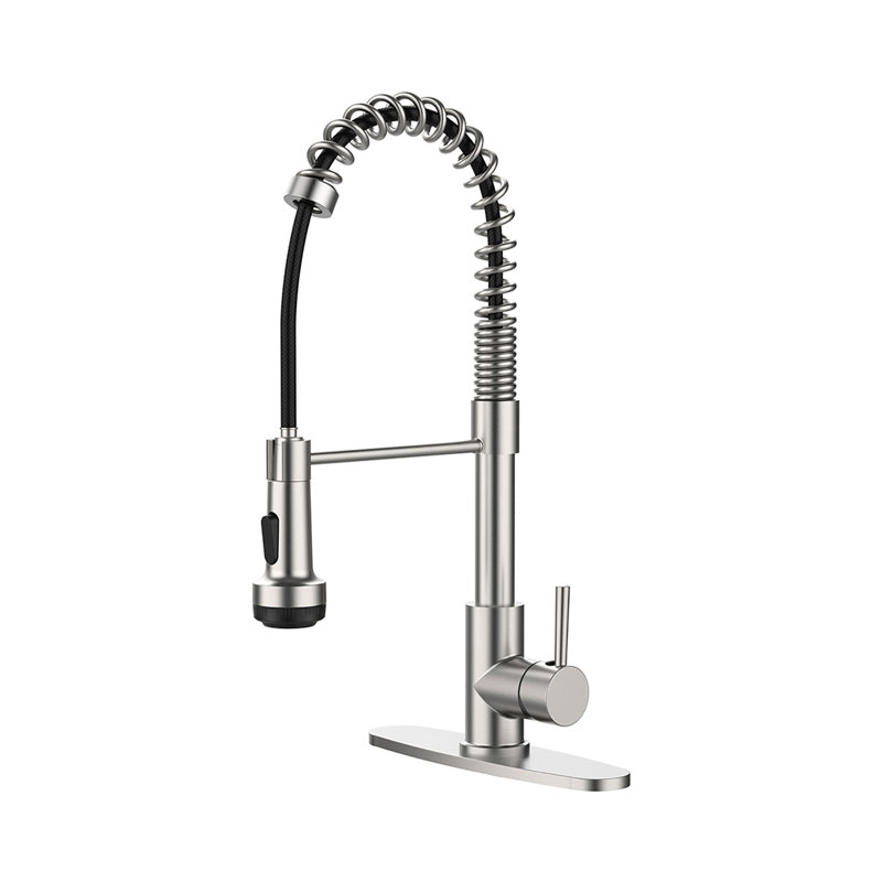 Kitchen Faucet With Pull Down Sprayer And 4 Spraying Modes Single Handle Commercial Spring Kitchen Sink Faucet Brushed Nickel 1 Or 3 Hole