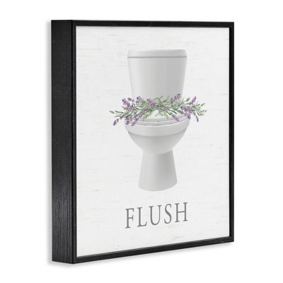 Toilette à chasse d'eau et lavande, art giclée encadré, design par lettré et doublé