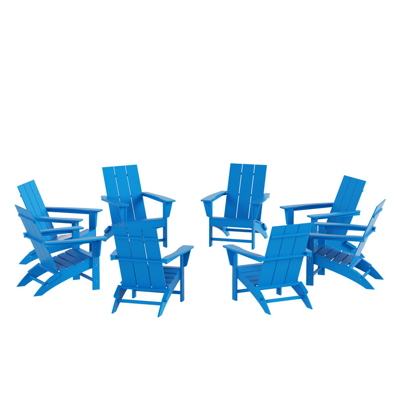 Joubert Foldable Outdoor Adirondack Set, Pacific Blue