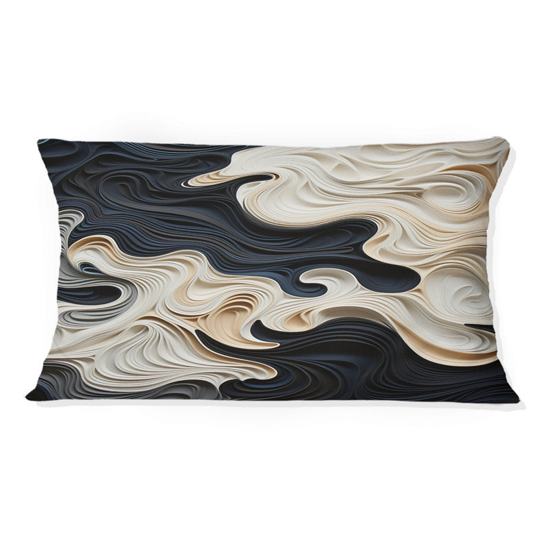 Coussin décoratif noir et blanc Opt Art Rhythmic Pulses II - Op Art