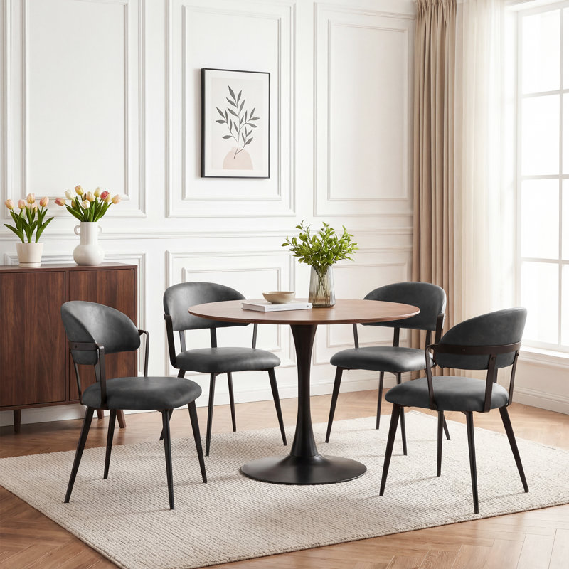 47cm H Upholstered Metal Side Chair in Black
