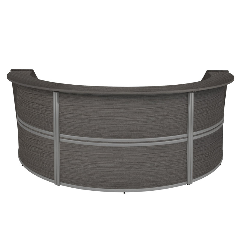 Neshelle Reception Curved Desk Workstation, 45.5" H x 143.5" W x 71" D, Driftwood Gray