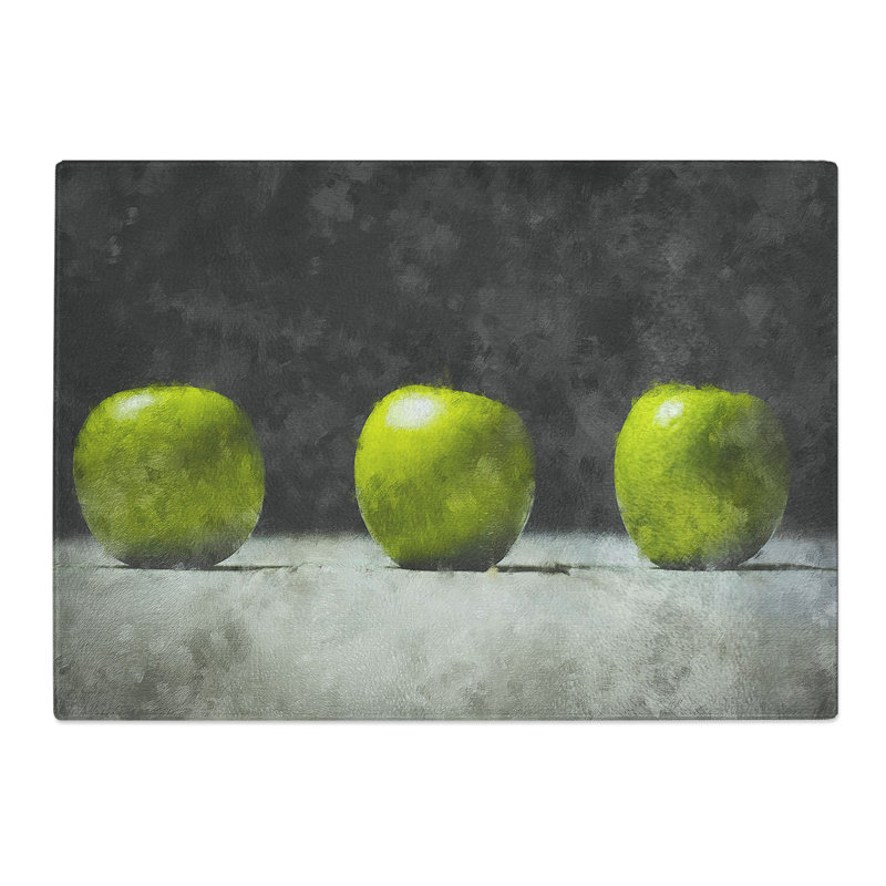 Row of Apples Painting Chopping Board, 0.4cm H x 28.5cm W x 39cm L