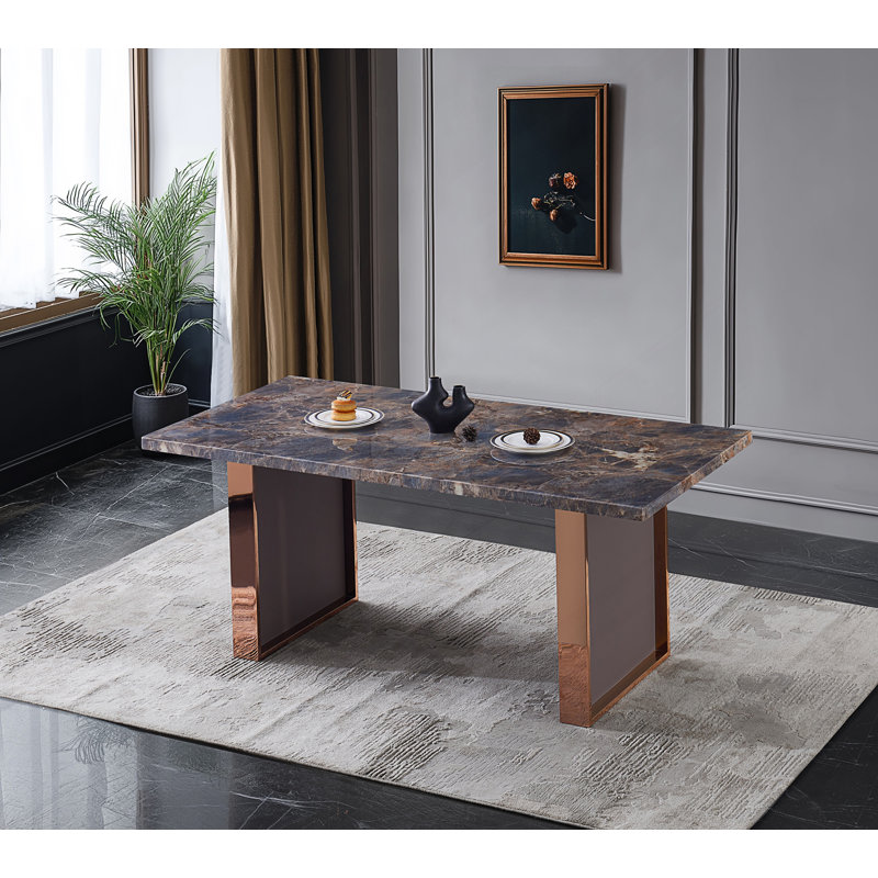 Table de salle à manger élégante, table de salle à manger luxueuse en faux marbre