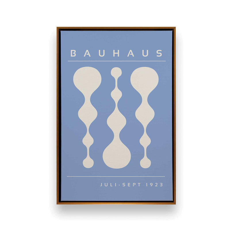«Blue Retro Bauhaus», affiche sur toile encadrée, H 48,75 po x l 32,75 po x P 1,75 po, Or poli