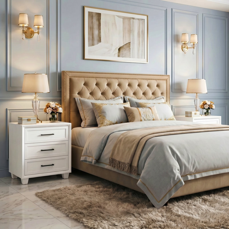 3-Drawer Nightstand With Noble Design, White