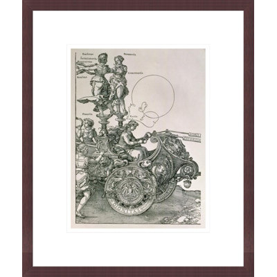 Conception pour «The Great Triumphal Chariot of Emperor Maximilian I»: détail montrant les Vertus qui dirigent l'équipe de chevaux prévue par le pub Willibald Pirckheimer. c.1818 par Albrecht Dürer - Impression sur toile