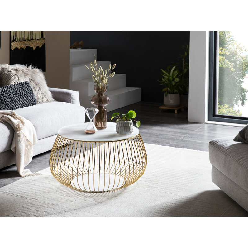 Addie Frame Coffee Table, Gold, White