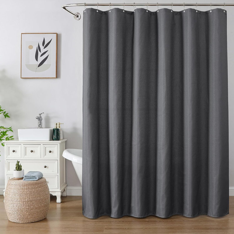 Jahnathan Shower Curtain with Hooks Included, Gray