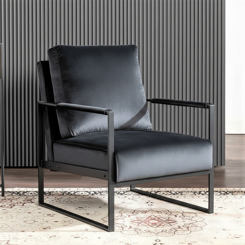Chaise d'appoint classique Mid Century Modern, Noir