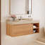 Armoire de salle de bain moderne 48 po avec tiroirs, meuble-lavabo mural en pierre, armoire en bois massif multi-couches, dosseret assorti-69461227-69461226