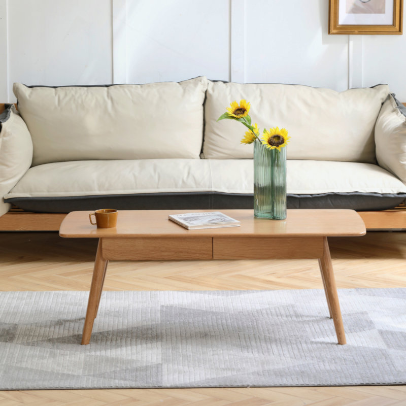 Centre Table Low Table 100% Solid Wood Top Plate Desk Coffee Table Width 120 X Depth 56 X Height 45 Cm Study Desk Work From Home Easy To Assemble Natural Wood With Storage Shelf Natural Writing Desk