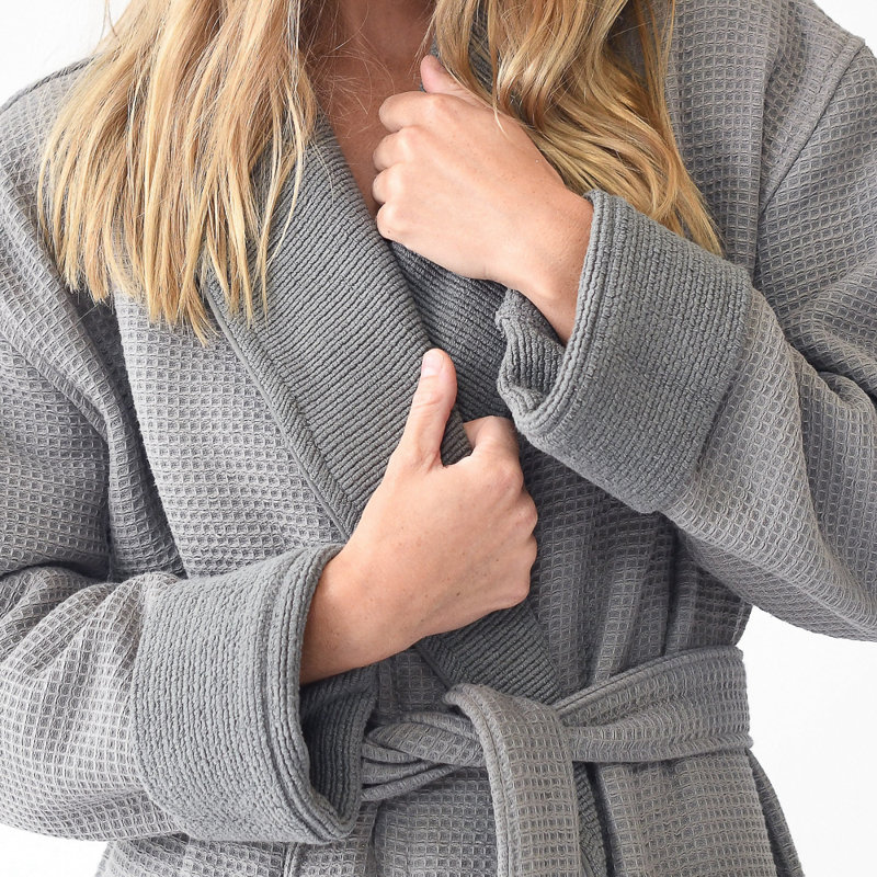 Waffle Bath Robe, Dark Gray, L