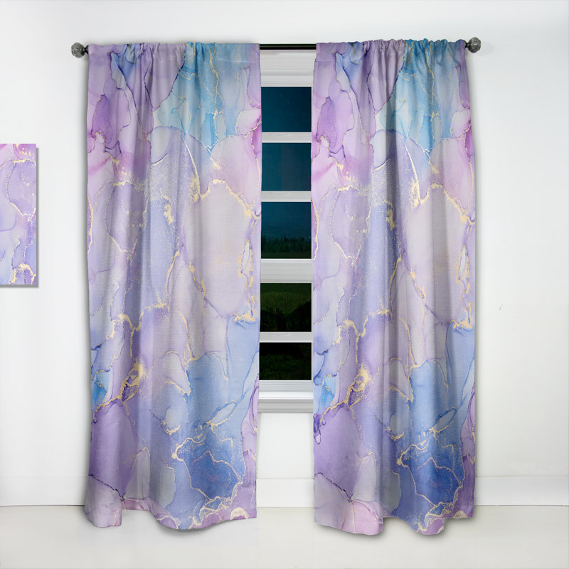 Paire de rideaux semi-transparents avec passe-tringle Ink Clouds IV