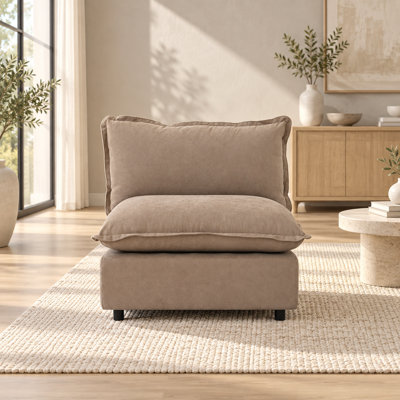 Upholstered Modern Linen Fabric Armless Chair