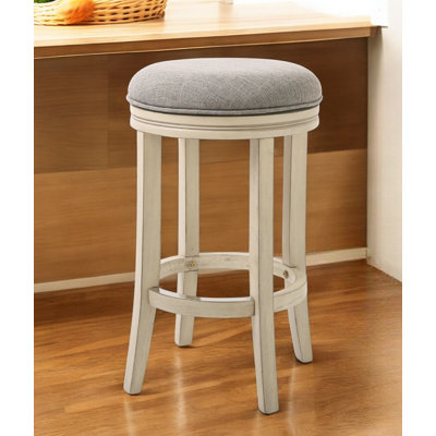 Mcgriff Solid Wood Swivel Backless Counter Height Bar Chair With Footrest