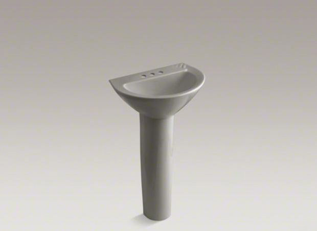 Parigi® Ceramic 20" Pedestal Bathroom Sink, Biscuit, 4" Centers