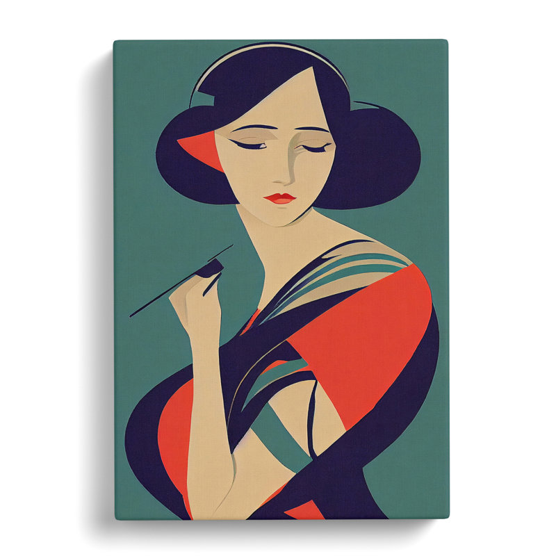 Woman In Art Deco No.3 - Wrapped Canvas Painting, 50cm H x 35cm W x 3cm D