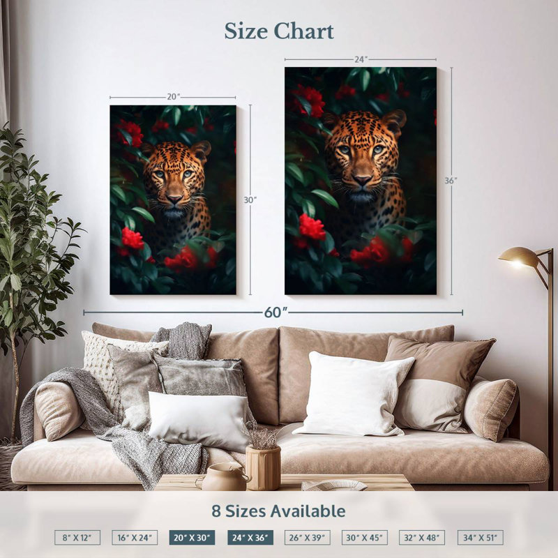 Brampt Leopard Flowers, 36" H x 24" W